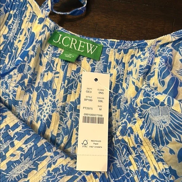 J. Crew Blue and White Swim Coverup with Adjustable Shoulder Ties - Picture 2 of 5